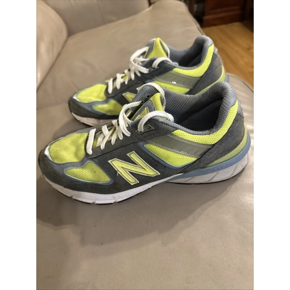 New Balance 990v5 Made In USA Shoes Womens Size 9 D Grey Yellow Classic Sneakers